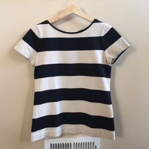 LOFT Cream and Black Striped Top - XS